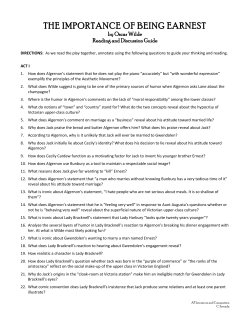 THE IMPORTANCE OF BEING EARNEST