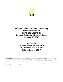 Sunrise Session-Billing and Coding the Complex Acute Care