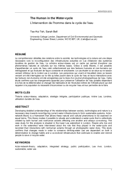 The Human in the Water-cycle L`intervention de l`homme dans le