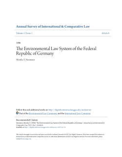 The Environmental Law System of the Federal Republic of Germany