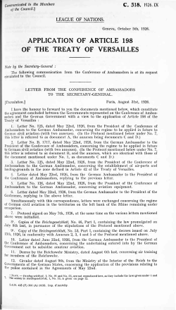 APPLICATION OF ARTICLE 198 OF THE TREATY OF VERSAILLES
