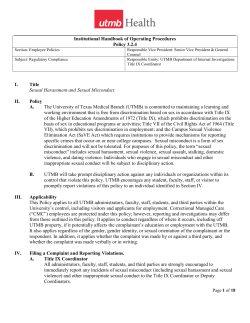 Sexual Harassment and Sexual Misconduct