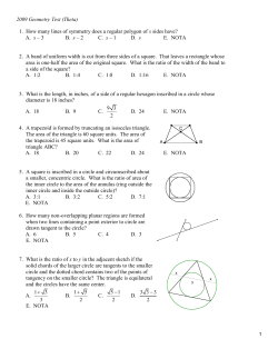 2009 Geometry Test (Theta) 1. How many lines of symmetry does a