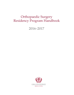 Orthopaedic Surgery Residency Program Handbook 2016&ndash;2017