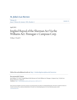 Implied Repeal of the Sherman Act Via the Williams Act: Finnegan v