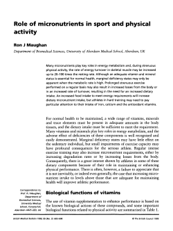 Role of micronutrients in sport and physical activity