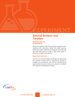 42-0139-00-02-EXP, Antacid Analysis and Titration