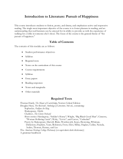 Introduction to Literature: Pursuit of Happiness