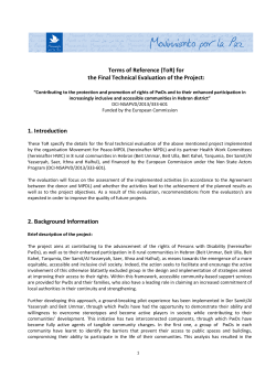 for the Final Technical Evaluation of the Project