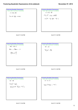 Factoring Quadratic Expressions