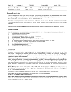 Math 152 Syllabus Fall 2015.nb - SVCMATH Home Page