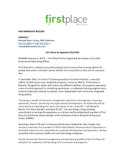 First Place Appoints CFO/COO