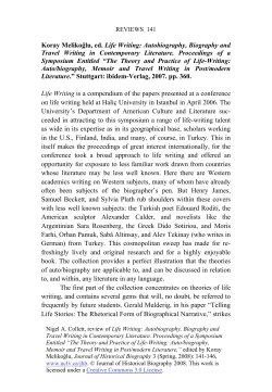 Koray Melikoğlu, ed. Life Writing: Autobiography, Biography and