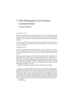 Why Philosophy Can Overturn Common Sense