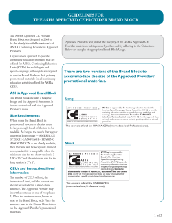 Guidelines for the ASHA Approved CE Provider Brand Block