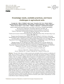 Knowledge needs, available practices, and future challenges in
