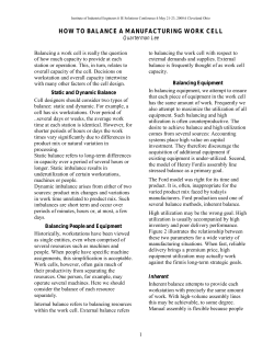 how to balance a manufacturing work cell