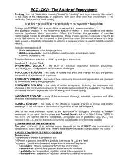 ECOLOGY: The Study of Ecosystems