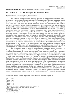 On Location of XIand XV Satrapies of Achaemenid Persia
