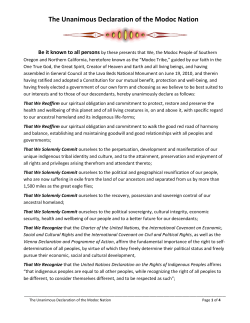 The Unanimous Declaration of the Modoc Nation