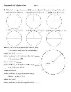 Geometry Unit 8 Take Home Test