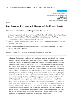 Peer Pressure, Psychological Distress and the Urge to Smoke