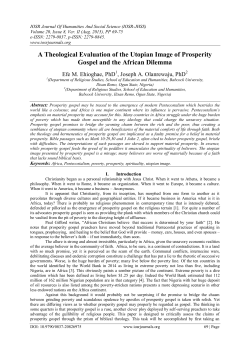 A Theological Evaluation of the Utopian Image of Prosperity Gospel