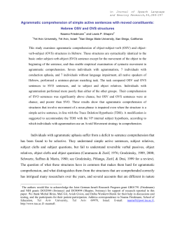 Agrammatic comprehension of simple active sentences