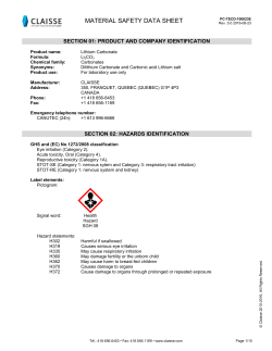 Material Safety Data Sheet - Lithium