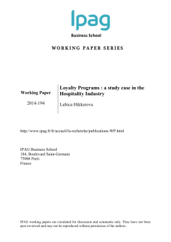 Loyalty Programs : a study case in the Hospitality Industry