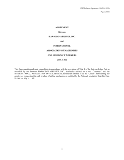 AGREEMENT Between HAWAIIAN AIRLINES, INC.