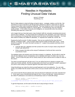 Needles in Haystacks Finding Unusual Data Values