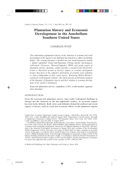 Plantation Slavery and Economic Development in the