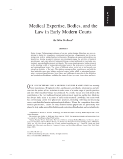 Medical Expertise, Bodies, and the Law in Early Modern Courts