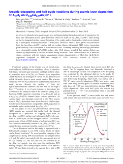 Arsenic decapping and half cycle reactions during atomic layer