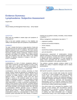 Evidence Summary: Lymphoedema: Subjective