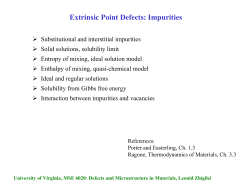 Extrinsic Point Defects: Impurities - ITS