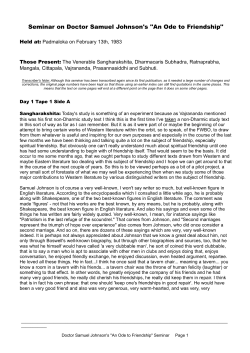 Seminar on Doctor Samuel Johnson`s "An Ode to Friendship"