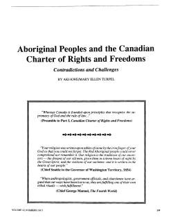 Aboriginal Peoples and the Canadian Charter of Rights and Freedoms