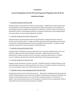 and Proposed ALF Regulations (22 VAC 40-73)