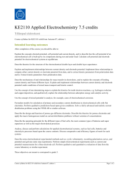KTH | KE2110 Applied Electrochemistry 7.5 credits