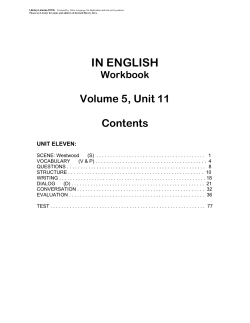 IN ENGLISH Workbook Volume 5, Unit 11 Contents