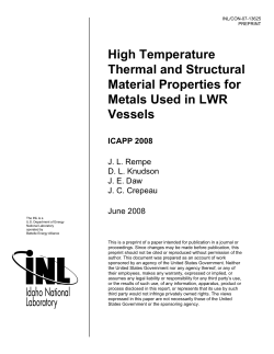 High Temperature Thermal and Structural Material Properties for