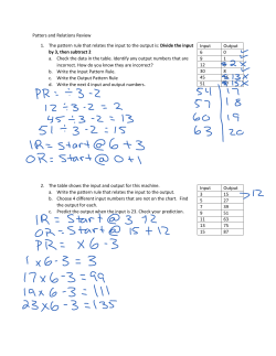 Patters and Relations Review 1. The pattern rule that relates the