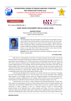 MARK TWAIN`S HUCKLEBERRY FINN AS A SOCIAL SATIRE