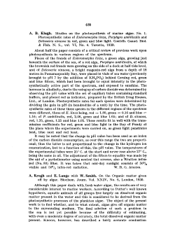 A. B. Klugh. Studies on the photosynthesis of marine algae. No. 1