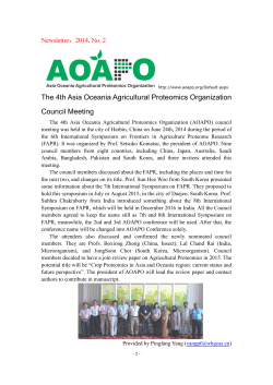 The 4th Asia Oceania Agricultural Proteomics Organization