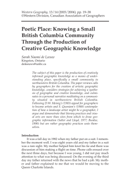 Poetic Place: Knowing a Small British Columbia