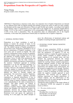 Prepositions from the Perspective of Cognitive