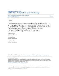 Governors State University Faculty Authors 2011: A List of